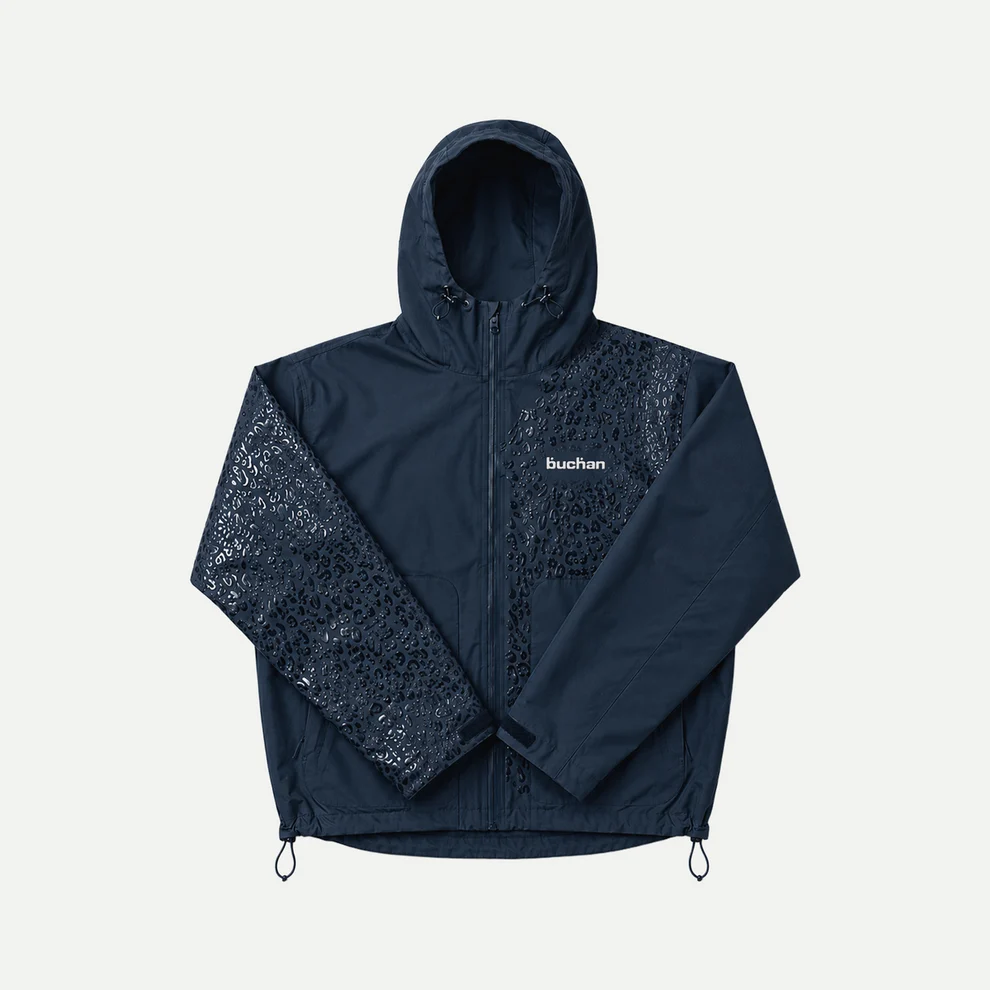 Water-Reactive Cheetah Rain Jacket in Midnight Navy